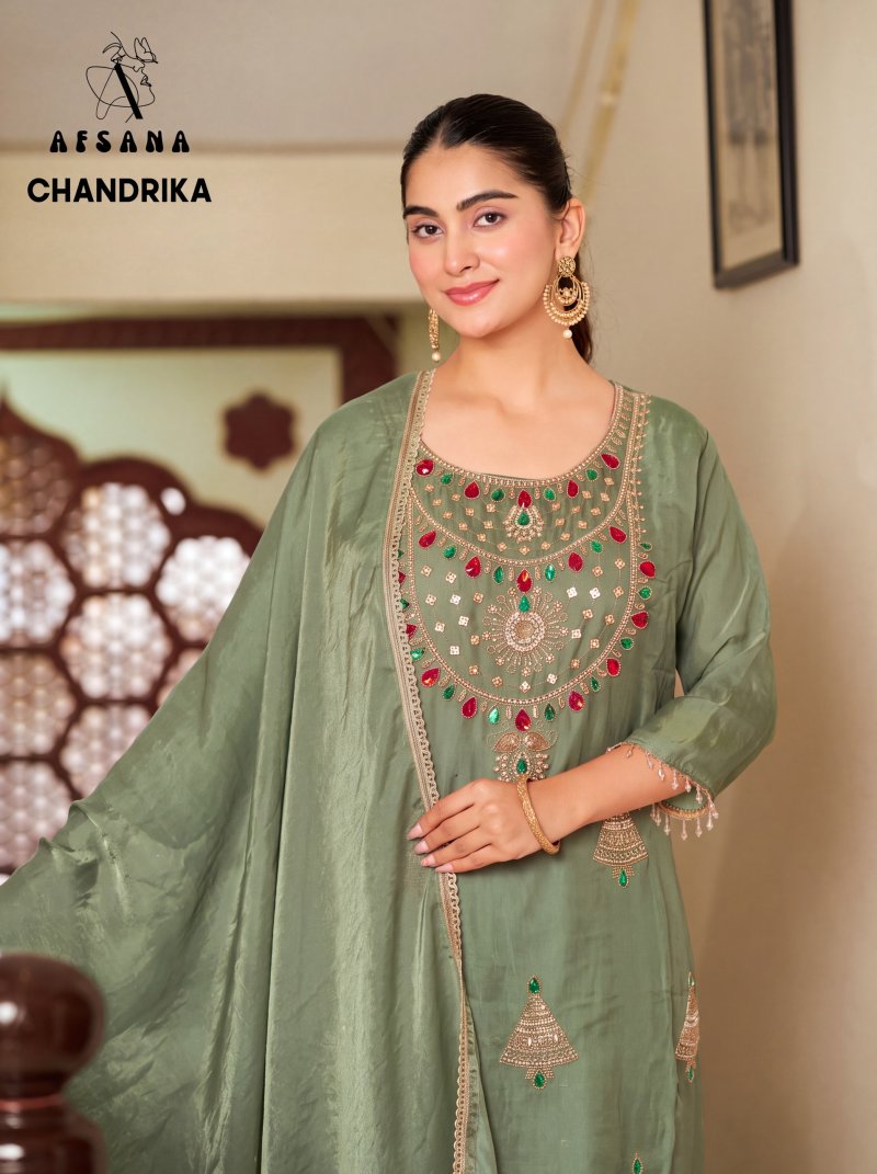 Chandrika By Afsana Fandy Satin Readymade Salwar Kameez 